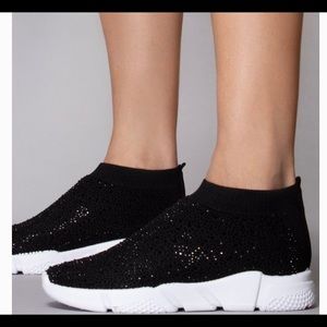 🆕Azalea Wang Black Prism Diamond Sneakers. Sz 8